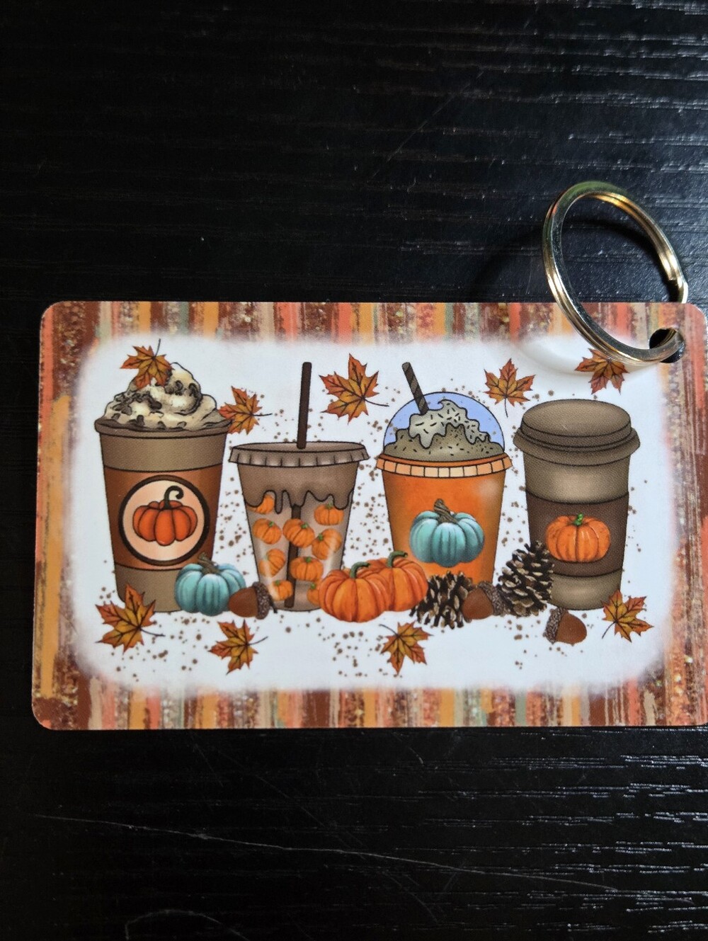 Autumn Pumpkin Latte Keycard Keychain